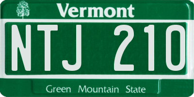 VT license plate NTJ210
