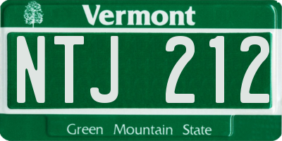 VT license plate NTJ212