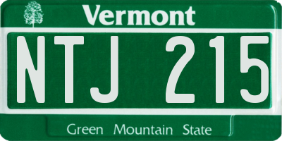 VT license plate NTJ215