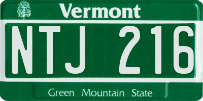VT license plate NTJ216