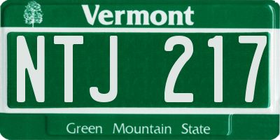 VT license plate NTJ217
