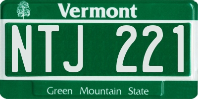 VT license plate NTJ221