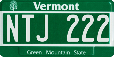 VT license plate NTJ222