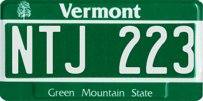 VT license plate NTJ223