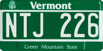 VT license plate NTJ226