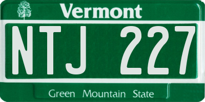 VT license plate NTJ227