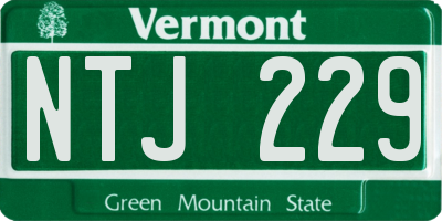 VT license plate NTJ229