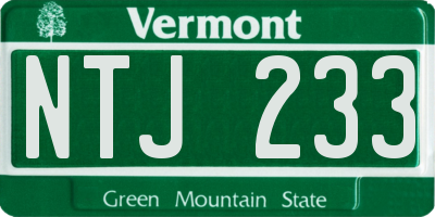 VT license plate NTJ233