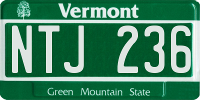 VT license plate NTJ236