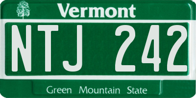 VT license plate NTJ242