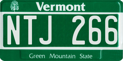 VT license plate NTJ266