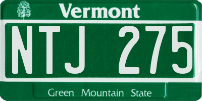 VT license plate NTJ275