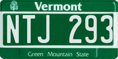 VT license plate NTJ293