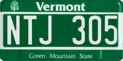 VT license plate NTJ305