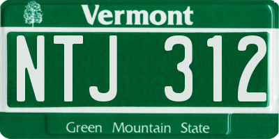 VT license plate NTJ312
