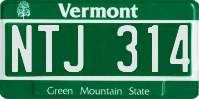VT license plate NTJ314