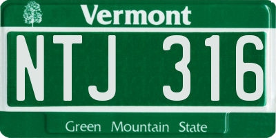 VT license plate NTJ316