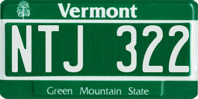 VT license plate NTJ322