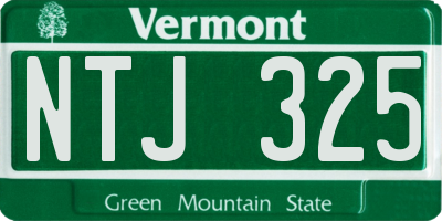 VT license plate NTJ325