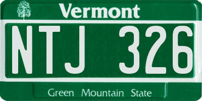 VT license plate NTJ326