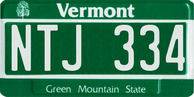 VT license plate NTJ334
