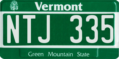 VT license plate NTJ335