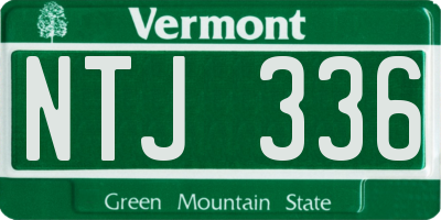 VT license plate NTJ336