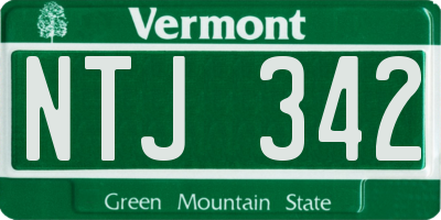 VT license plate NTJ342