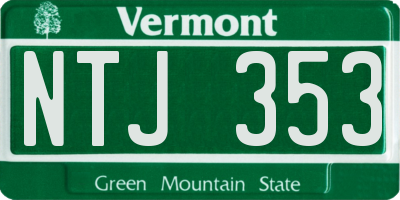 VT license plate NTJ353