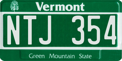VT license plate NTJ354