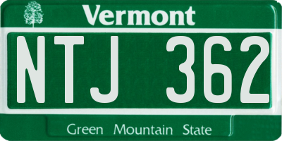 VT license plate NTJ362