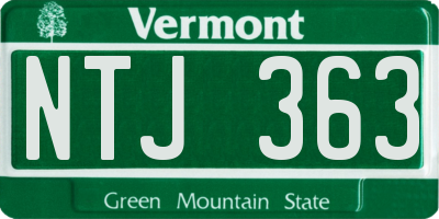 VT license plate NTJ363