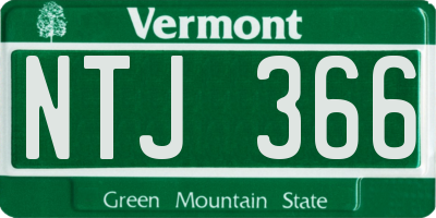 VT license plate NTJ366