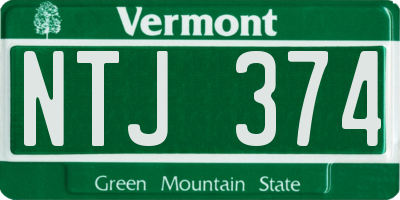 VT license plate NTJ374