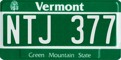 VT license plate NTJ377