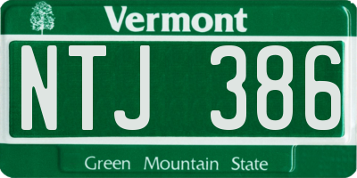 VT license plate NTJ386