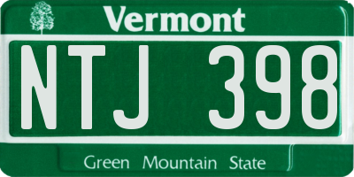 VT license plate NTJ398