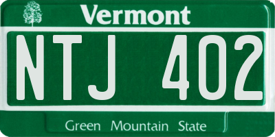 VT license plate NTJ402