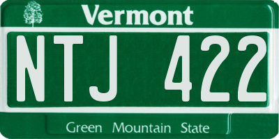 VT license plate NTJ422