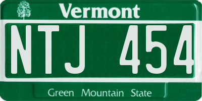VT license plate NTJ454