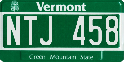 VT license plate NTJ458