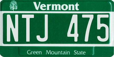 VT license plate NTJ475