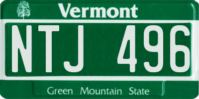 VT license plate NTJ496
