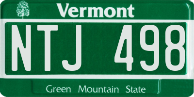 VT license plate NTJ498