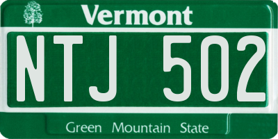 VT license plate NTJ502