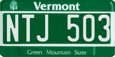 VT license plate NTJ503