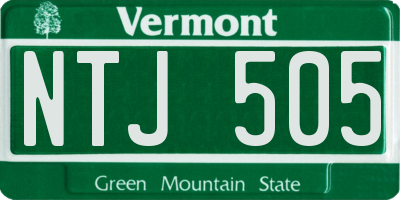 VT license plate NTJ505