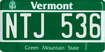 VT license plate NTJ536