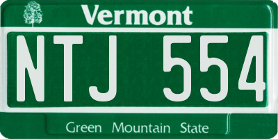 VT license plate NTJ554