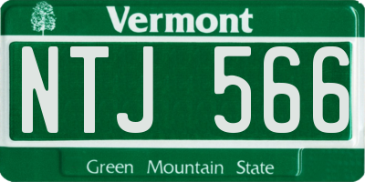 VT license plate NTJ566